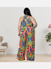 Printed Sleeveless Plus Size Jumpsuits For Women