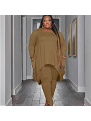 Irregular Solid Plus Size 2 Piece Pant Sets