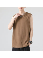 Sports Loose Pure Color Crew Collar Men's Vest