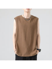 Sports Loose Pure Color Crew Collar Men's Vest