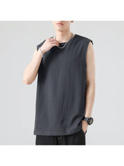 Sports Loose Pure Color Crew Collar Men's Vest