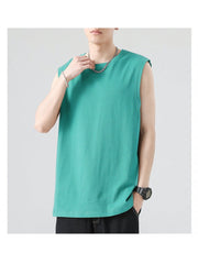 Sports Loose Pure Color Crew Collar Men's Vest