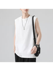 Sports Loose Pure Color Crew Collar Men's Vest