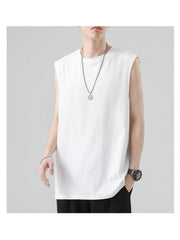 Sports Loose Pure Color Crew Collar Men's Vest