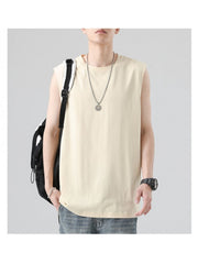 Sports Loose Pure Color Crew Collar Men's Vest