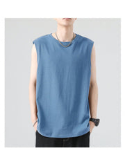 Sports Loose Pure Color Crew Collar Men's Vest