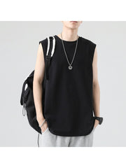 Sports Loose Pure Color Crew Collar Men's Vest