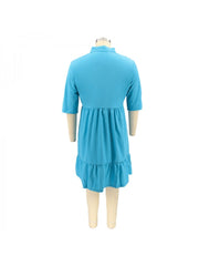 Women's Pure Color Plus Size Shirt Dress