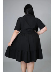 Women's Pure Color Plus Size Shirt Dress