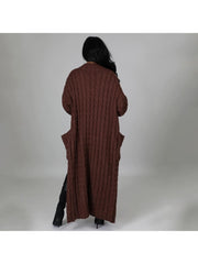 Patchwork Pure Color Long Sleeve Sweater Coat