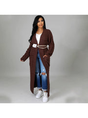 Patchwork Pure Color Long Sleeve Sweater Coat