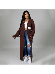 Patchwork Pure Color Long Sleeve Sweater Coat