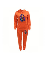 Cartoon Skull Pattern Hoodies Trouser Sets