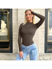 Solid Color Turtleneck Fitted Bodysuits