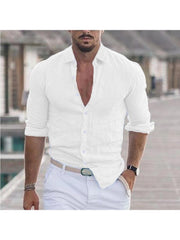 Solid Color Cotton Single Breasted Men's Shirts