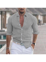 Solid Color Cotton Single Breasted Men's Shirts