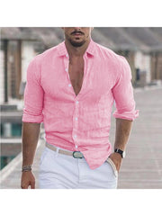 Solid Color Cotton Single Breasted Men's Shirts