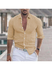 Solid Color Cotton Single Breasted Men's Shirts