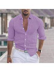 Solid Color Cotton Single Breasted Men's Shirts