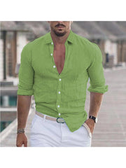 Solid Color Cotton Single Breasted Men's Shirts