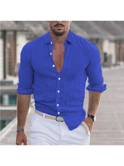 Solid Color Cotton Single Breasted Men's Shirts