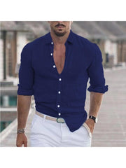 Solid Color Cotton Single Breasted Men's Shirts