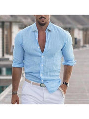 Solid Color Cotton Single Breasted Men's Shirts