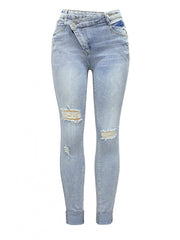 Ripped Washed Denim Slim Jeans