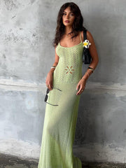 Hollow Out Backless Spaghetti Straps Maxi Dresses