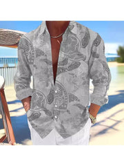 Print Long Sleeve Single Breasted Men's Shirts