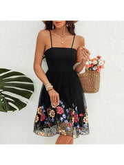 Flower High Rise A-line Sleeveless Dresses