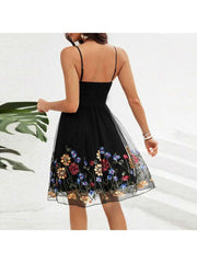 Flower High Rise A-line Sleeveless Dresses