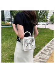 Butterfly Pattern Fringe Zipper Satchels