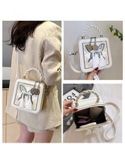 Butterfly Pattern Fringe Zipper Satchels