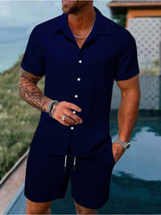 Short Sleeve Loose Men's Polo Short Sets