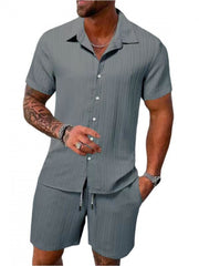 Short Sleeve Loose Men's Polo Short Sets