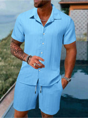 Short Sleeve Loose Men's Polo Short Sets