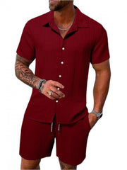 Short Sleeve Loose Men's Polo Short Sets