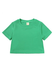 Solid Color Crewneck Loose Girl Clothing Sets