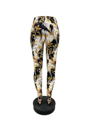 Contrast Color Printed Skinny Pants