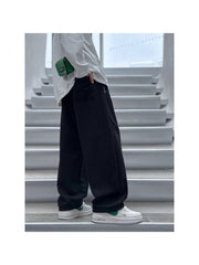 Solid Color High Rise Wide Leg Boy Pants