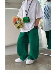 Solid Color High Rise Wide Leg Boy Pants