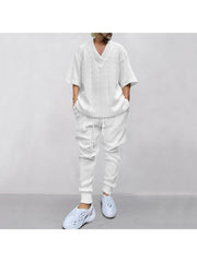 Solid Color Three-quarter Sleeve Loose Long Sets