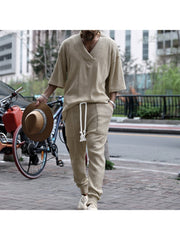 Solid Color Three-quarter Sleeve Loose Long Sets