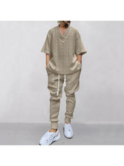 Solid Color Three-quarter Sleeve Loose Long Sets