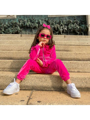 Solid Color Pleuche Fitted Girl Clothing Sets