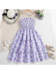 Flower Spaghetti Straps Princess Girl Dresses