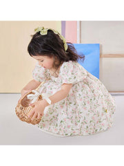 Flower Bateau Neckline Puff Sleeve Girl Dresses