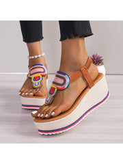 Colorblock Pattern Round Toe Sandals