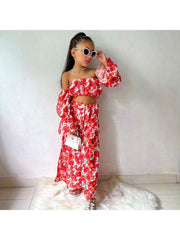 Flower High Rise Wide Leg Girl Clothing Sets